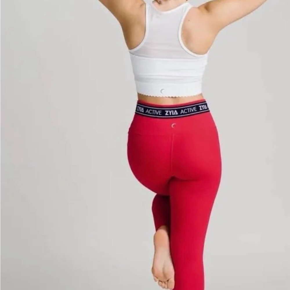 Zyia Red banded luxe rendezvous leggings 6-8